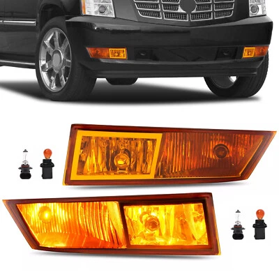LH&RH Front Bumper Fog Lights For Cadillac Escalade/ESV/EXT 2007-13 2014 Amber Foto 1 de 4