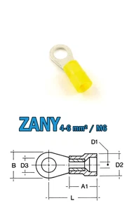 Cosse Anneau 4-6 mm² M6 Jaune Entrée Facile Polyamide 100 pièces - CIMCO 180054 - Imagen 1 de 1