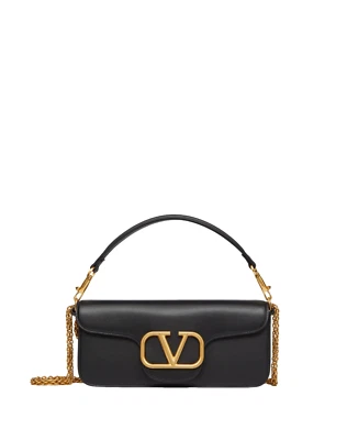 Bolso de Hombro VALENTINO GARAVANI Loco $2950 Cuero Negro Nuevo y Auténtico Foto 1 de 4