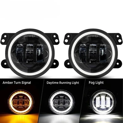 60W 4 Inch Fog Lights with Halo Ring for Jeep Wrangler JK TJ LJ Dodge Chrysler - Изображение 1 из 4