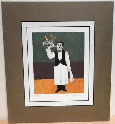 LITOGRAFÍA FIRMADA GUY BUFFET CAMARERO EDICIÓN LIMITADA A PRUEBA DE ARTISTA Foto 1 de 4