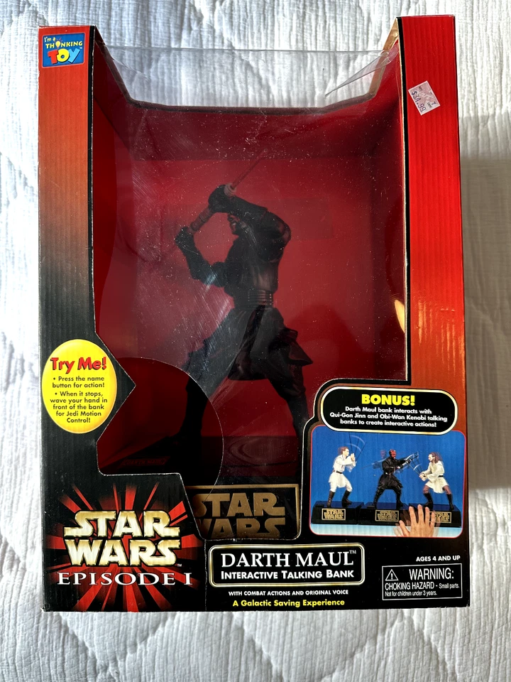 Thinkway Toys Star Wars Episode 1 The Phantom Menace Tall Interactive Talking Bank - DARTH MAUL with Combat and Original Voice Action Figure