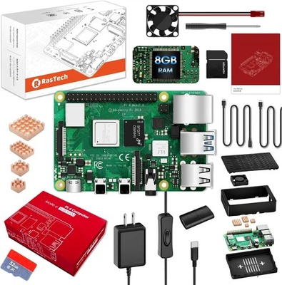 RasTech Raspberry Pi 4 8GB Starter Kit with Pi4 8GB Board,with 32GB Card 4 Co... - Image 1 of 4