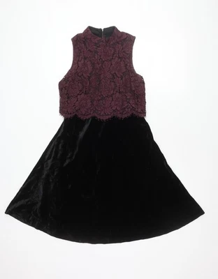 Next Women’s Black Purple Lace Fit & Flare Dress Size 6 — 第 1/4 张图片