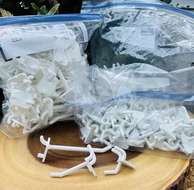 Azar Displays Plastic Pegboard Hooks Big Lot of 4", 2", and 1" - 198 White Hooks - Image 1 of 4
