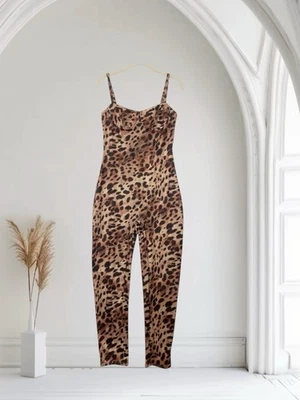 Sexy body completo con estampado animal estilo corsé para mujer talla mediana elástico Foto 1 de 4