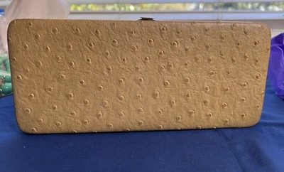 Винтажный желтовато-коричневый страус кожаный континентальный бумажник - Изображение 1 из 4