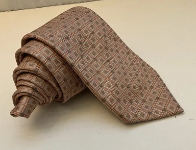 Corbata Luciano Barbera 100% Seda Italiana Geométrica Cobre Plata 59" x 3.75" Foto 1 de 4