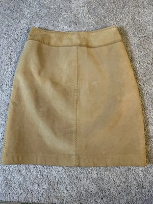 Falda boho forrada de cuero marrón gamuza lápiz talla 6 para mujer Foto 1 de 4