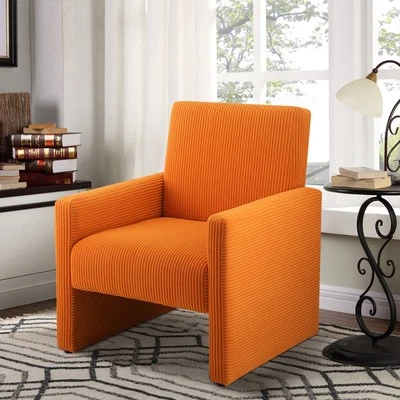 Sillón sillón de tela de pana retro cómodo sofá individual para sala de estar Foto 1 de 4