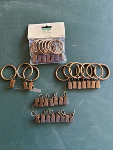 Lot 17 Hancock Home Metal Curtain Drapery Rings Clips Matte Brown 1 3/8 Diameter - Picture 1 of 6