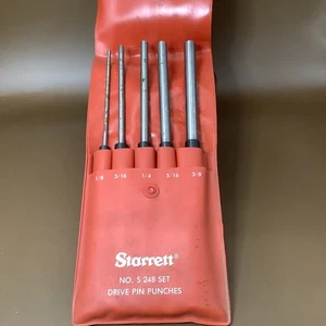 L. S. Starrett No. S 248 Drive Pin Punch Set (5) w/Pouch Machinist Tools USA - Picture 1 of 4