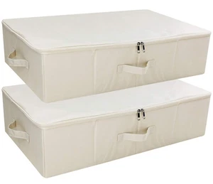 Pack of 2, Collapsible Rigid Storage Baskets for Underbed Organizer, Good for... - Picture 1 of 6
