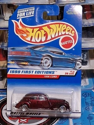 1999 Hot Wheels First Editions 1936 CORD #649 Red Metalflake Burgundy LW's ERROR - Image 1 of 4