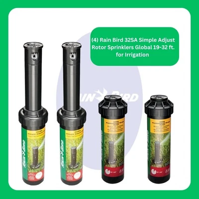 4 Rain Bird 32SA Simple Adjust Rotor Sprinklers Global 19-32 ft. for Irrigation - Image 1 of 2
