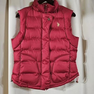 EE. UU. POLO ASSN. Chaleco acolchado básico para mujer talla mediana rojo bolsillos botón cremallera Foto 1 de 4