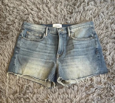 Pantalones Cortos Frame Le Brigette Para Mujer 27 Azul Denim Tiro Medio Dobladillo Crudo Envejecido EE. UU. Foto 1 de 4