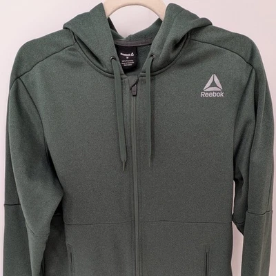 Reebok Small $60 Green Full Zip Green Logo Activewear Hoodie Sweatshirt Jacket - Image 1 of 4