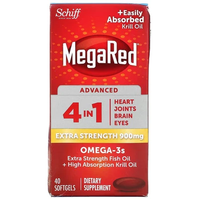 2 X Schiff, MegaRed, Advanced 4 en 1 Omega-3s, Extra Strength, 900 mg, 40 Softge Foto 1 de 2