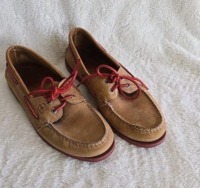 SPERRY Top Sider Brown Leather Non-Marking Boat Shoes With Red Trim Mens 11 M - Image 1 of 4
