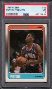 1988-89 Dennis Rodman Fleer Basketball Rookie Karte #43 bewertet PSA 7 fast neuwertig - Bild 1 von 2