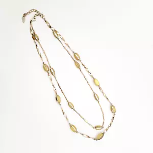 Coldwater Creek Yellow Acrylic Beaded Long Double Strand Goldtone Necklace 26" - Picture 1 of 4