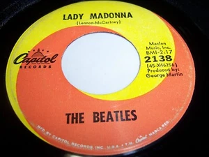 THE BEATLES- LADY MADONNA / THE INNER LIGHT- 1968 ROCK 7" 45, CAPITOL-2138 (VG) - Picture 1 of 2
