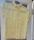 linen blouse Size S Yellow/lemon Capped Sleeves Nice Detailing