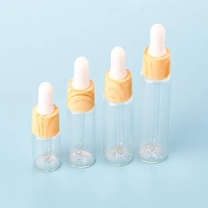 4 Pcs Wood Grain Dropper Bottle Travel Glass Bottles with for Essential Oils - Picture 1 of 11