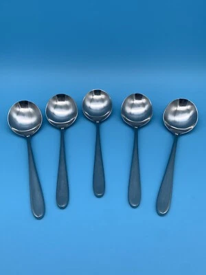 5 Retroneu CASCADE Round Bowl Soup Spoons 7” Stainless Flatware 18/10 KOREA - Image 1 of 4