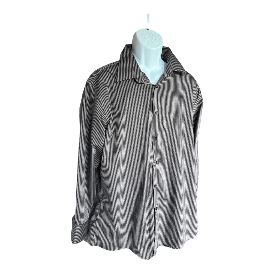 Mens Structure Pinstriped Button Down Dress Shirt - Sz XL Fitted 17-17 1/2 32/33 - Image 1 of 1