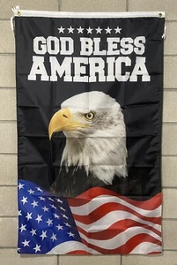 God Bless America Flag Free USA Ship Jesus Lord Faith Country 3x5' Sign Banner - Picture 1 of 1