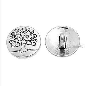 12PCS Round Silver Metal Life Tree Carving Overcoat Shank Buttons 14mm - Picture 1 of 3