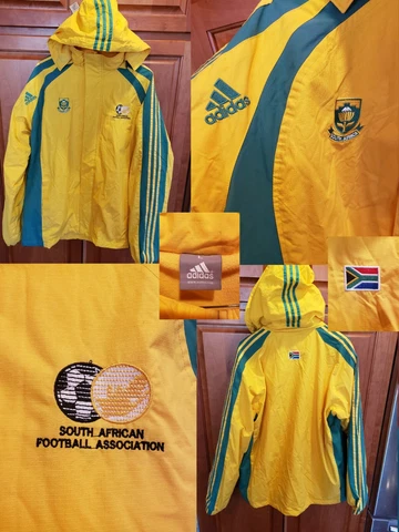 Vtg RARE South Africa Football Softshell Hooded Jacket Futbol Silver Tag Large Cover
