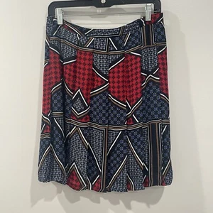 Falda Worthington Geométrica Roja Azul Plisada Línea A Cremallera Lateral Forrada Talla 10 - Imagen 1 de 12
