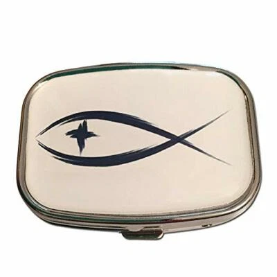 PILL BUDDY Sign of the Fish Two Section Small Pocket Travel Size Medicine Pill Box Case