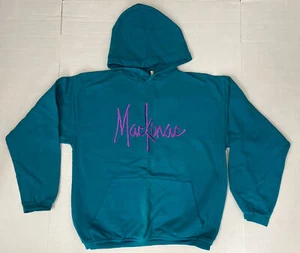 Mackinac Island Teal Green Hooded Sweatshirt Kids Size Large No Drawstring New - Picture 1 of 6