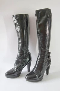 SERGIO ROSSI schwarze ECHT LEDER Overknee High Heel STIEFEL ITALY Gr: 39 1/2 - Bild 1 von 12