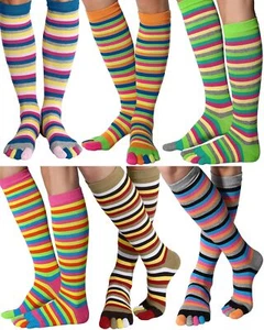 6 Pairs Rainbow Toe Socks Women Cotton Knee High Toe Socks with Toes Separate... - Picture 1 of 7