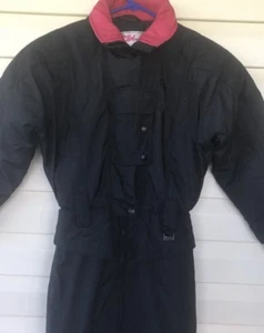 Vtg Ossi Snow Ski Suit  Sz 4 Black Red Hong Kong One Piece - Picture 1 of 11