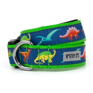 THE WORTHY DOG Dino Dog Pet Nylon Collar, Navy Sizes XS-XL - Picture 1 of 2
