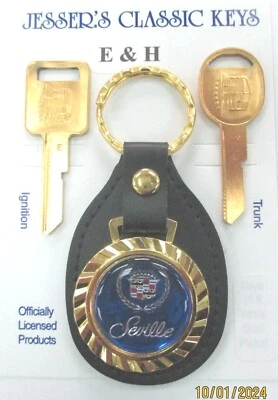 蓝色 52L4 凯迪拉克 SEVILLE 皇家经典金色皮革 E/H 钥匙 1969 1973 — 第 1/4 张图片