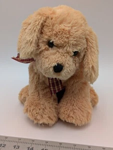 Ty Goldwyn Golden Retriever Puppy Dog Plush 9 Inch Tall Plaid Bow Stuffed Animal - Picture 1 of 10