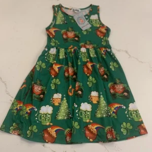 NEW Kids Green Pot Of Gold/Rainbow/Leprechaun/ Clover Dress Girls Size 8 (130) - Picture 1 of 8
