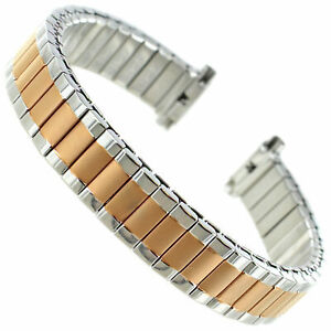 10-13 MM SPEIDEL ROSE GOLD GP SILVER TONE STAINLESS LADIES STRETCH WATCH BAND 