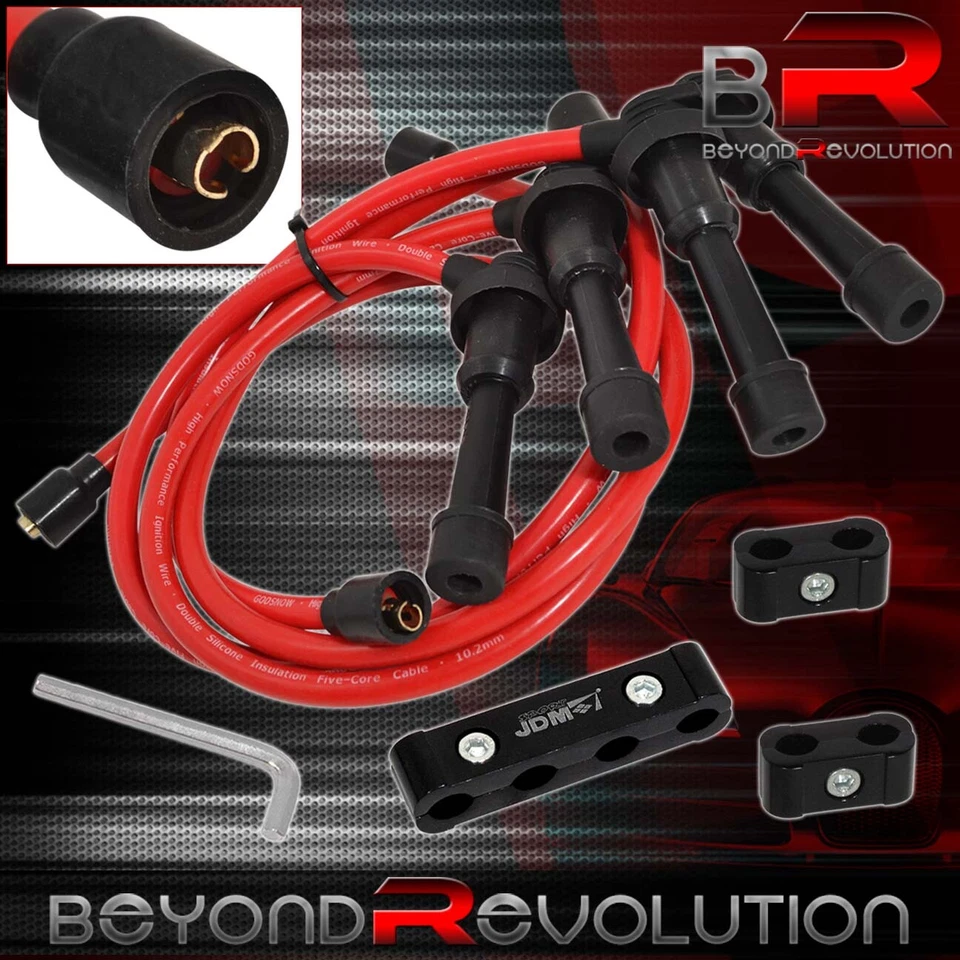 Sistema de encendido rojo no turbo para 95-99 Eclipse cables espaciador negro Foto 1 de 1