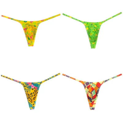 Sexy Men's Print Bikini Thongs Ultrathin G-Strings Soft Underwear T-back Tangas - Image 1 of 4