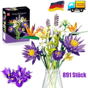 891Stk Blumen Bauspielzeugsets Blauer Lotus Blumenstrauß Bausteine Set Gifts DHL - Bild 1 von 24