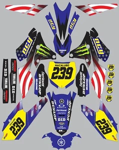 GRAPHICS for Yamaha YZ 250f 2014 to 2018 and YZ450f 2014-2017 Flag Decals - Foto 1 di 1
