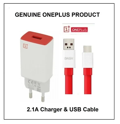 Genuine OnePlus EU 2-Pin Mains 2.1A  AY0520 & USB Type-C Cable Various Options - Image 1 of 3